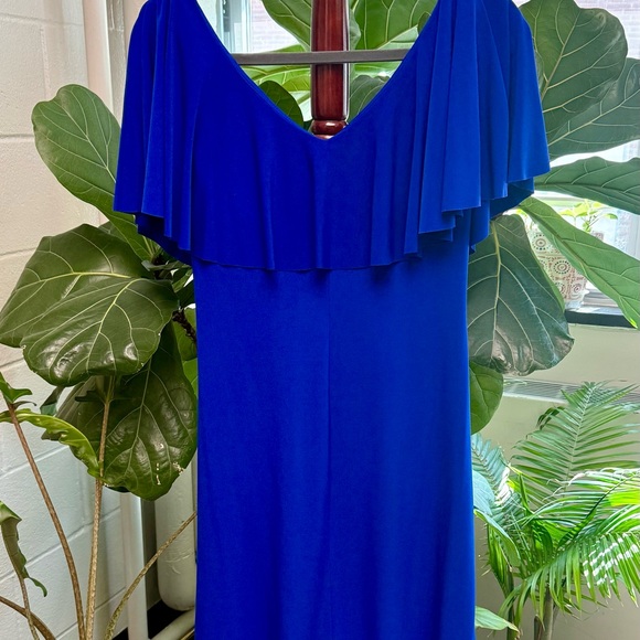 Connected Apparel Blue Short Sleeve Scoop Neck Dress - Picture 2 of 4